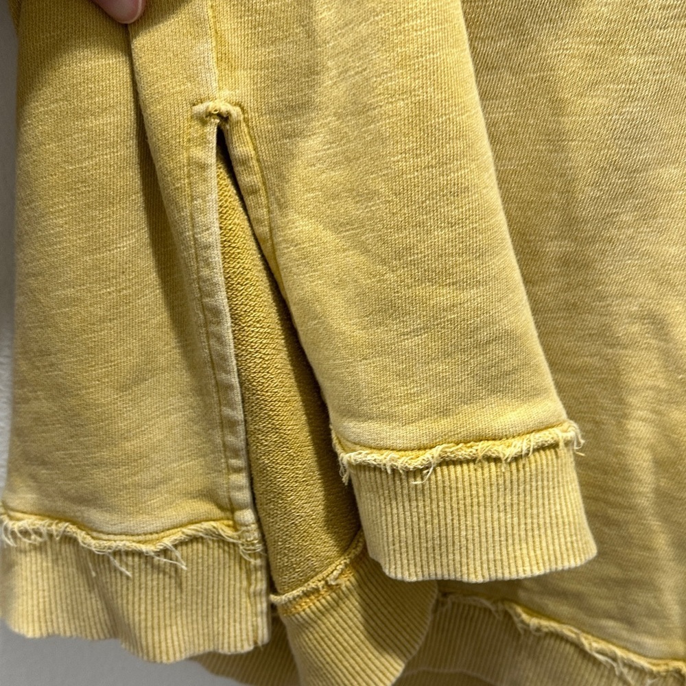 Pilcro Anthropologie Yellow Acid Wash sweatshirt split hem Long Sleeve Spring - Picture 4 of 5